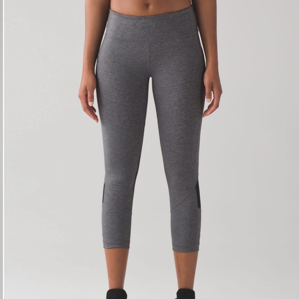 Lululemon Pace Rival Crop  - Heathered Black / Heathered Slate